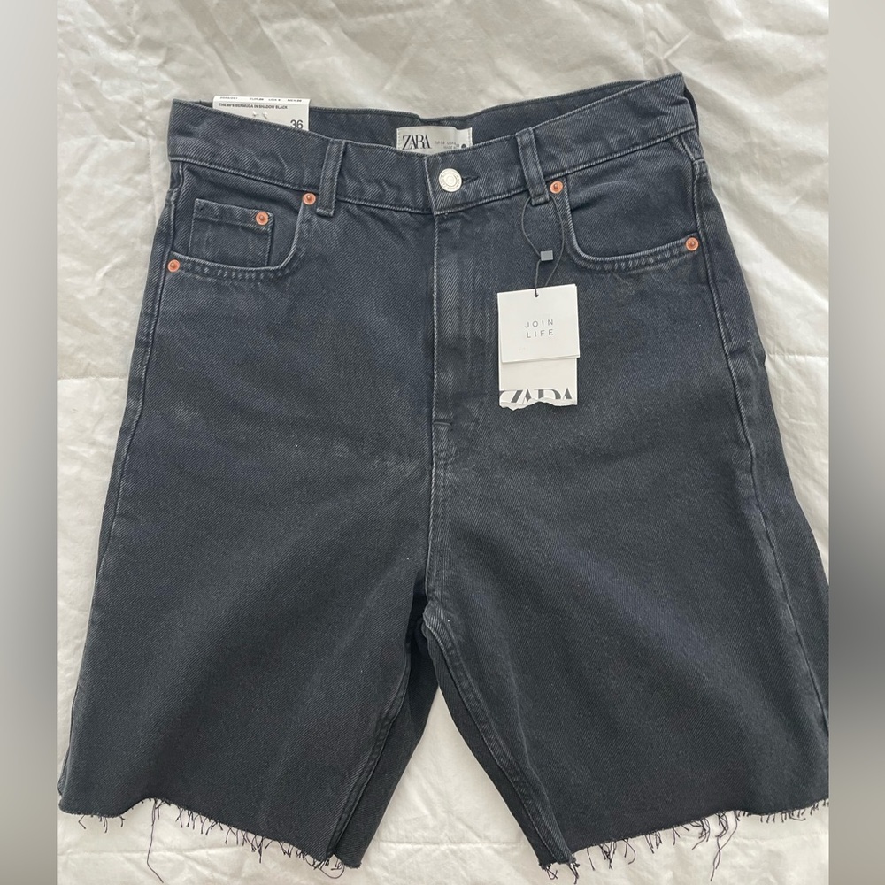 New w tags Zara Bermuda shorts in washed black